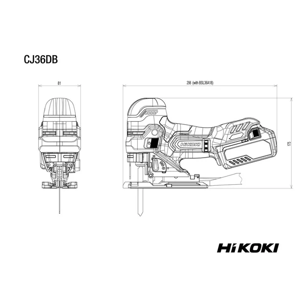 HiKOKI CJ36DBWRZ wyrzynarka akumulatorowa, walizka HiKOKI CJ36DBWRZ wyrzynarka akumulatorowa 36 V, walizka