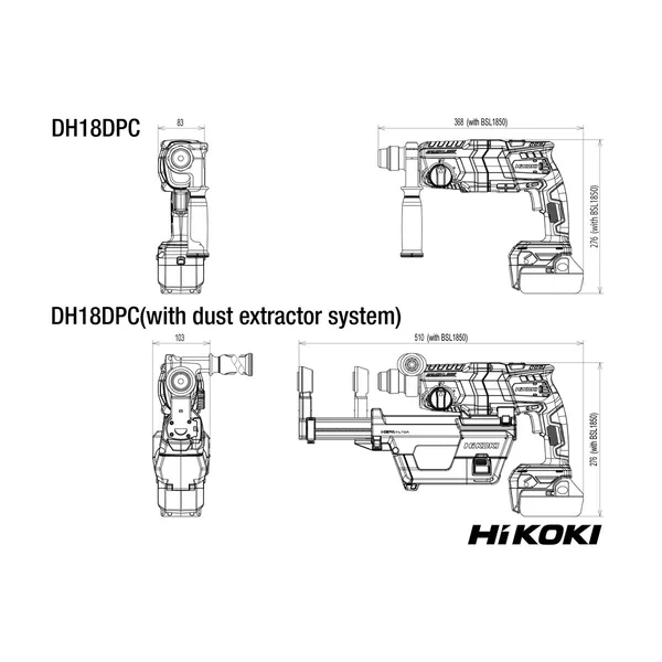 HiKOKI DH18DPCWPZ młotowiertarka akumulatorowa 18 V 3,2 J, walizka