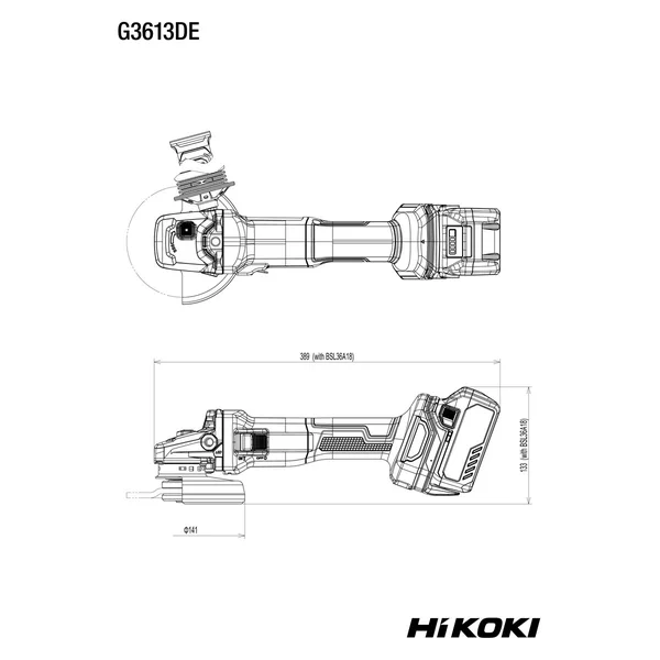 HiKOKI G3613DEW4Z akumulatorowa szlifierka kątowa 36 V 125 mm, bez akumulatora