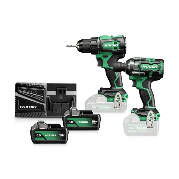 HiKOKI KC18DEWKZ zestaw elektronarzędzi: DS18DE + WR18DH, 2×5,0 Ah