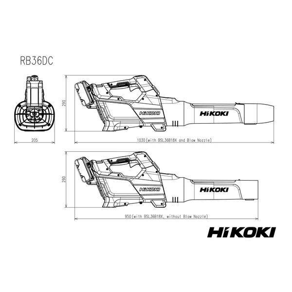 HiKOKI RB36DCW4Z dmuchawa akumulatorowa, bez akumulatora HiKOKI RB36DCW4Z dmuchawa akumulatorowa 36 V, bez akumulatora