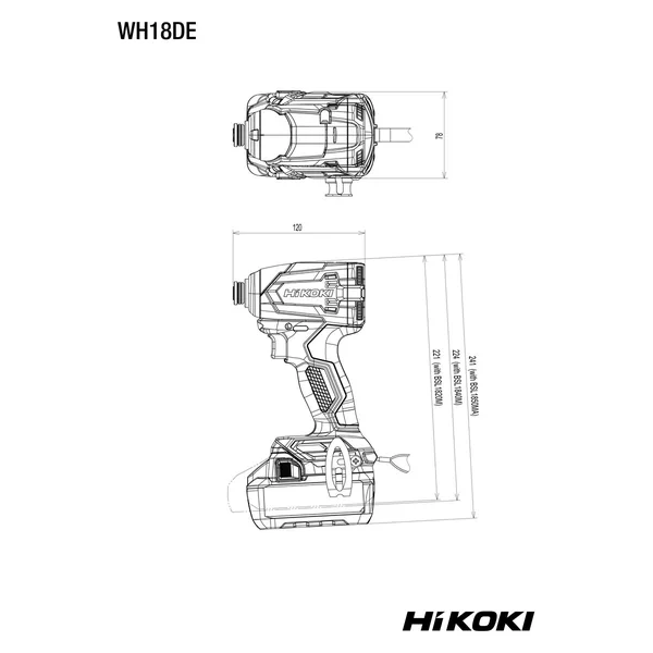 HiKOKI WH18DEW2Z udarowa zakrętarka akumulatorowa, walizka, bez akumulatora HiKOKI WH18DEW2Z udarowa zakrętarka akumulatorowa 18 V 175 Nm, walizka, bez akumulatora