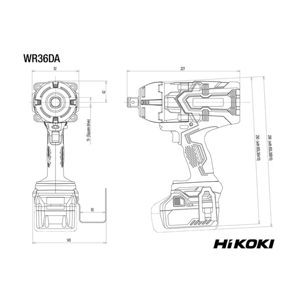 HiKOKI WR36DAWRZ klucz udarowy akumulatorowy, walizka HiKOKI WR36DAWRZ klucz udarowy akumulatorowy 36 V 1100 Nm, walizka