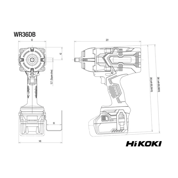 HiKOKI WR36DBWRZ klucz udarowy akumulatorowy 36 V 1050 Nm, walizka
