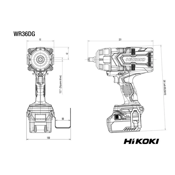 HiKOKI WR36DGWRZ klucz udarowy akumulatorowy 36 V 1400 Nm, walizka