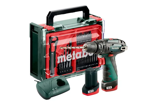 Metabo 600385710 akumulatorowa wiertarka udarowa PowerMaxx SB Basic Set 12 V 34 Nm, 2×2,0 Ah, walizka