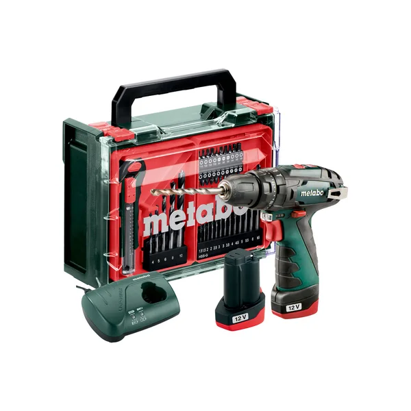 Metabo 600385710 akumulatorowa wiertarka udarowa PowerMaxx SB Basic Set 12 V 34 Nm, 2×2,0 Ah, walizka