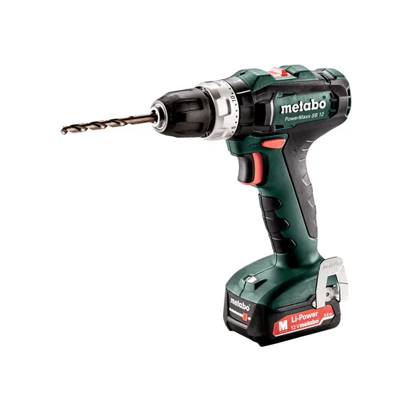 Metabo 601076500 akumulatorowa wiertarka udarowa PowerMaxx SB 12 12 V 40 Nm, 2×2,0 Ah, metaBOX