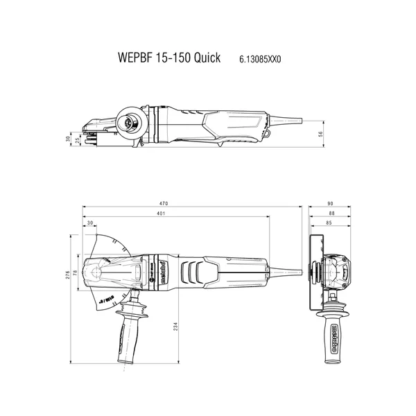 Metabo 613085000 szlifierka kątowa z płaską głowicą WEPBF 15-150 Quick 150 mm 1550 W Metabo 613085000 szlifierka kątowa z płaską głowicą WEPBF 15-150 Quick 150 mm 1550 W